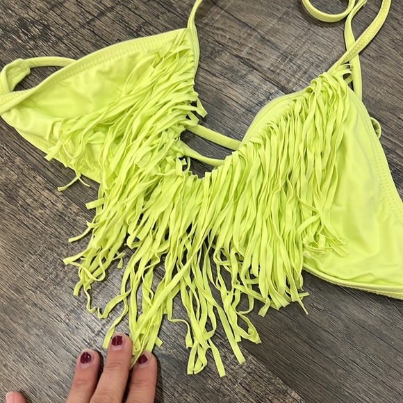 L*Space Fringe Citron Bikini Top Tie String - Picture 2 of 6